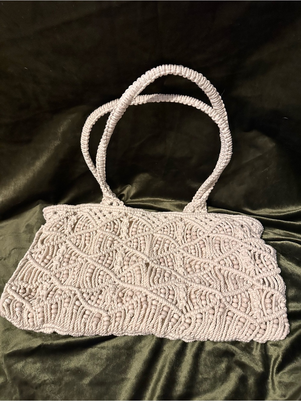 Macramé Shoulder Bag in Light Beige/cream